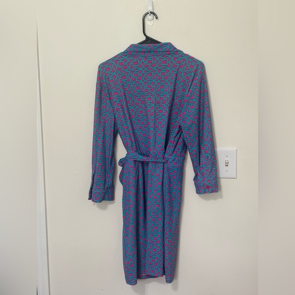 Aryeh Blue and Pink Wrap Dress - Picture 2 of 5